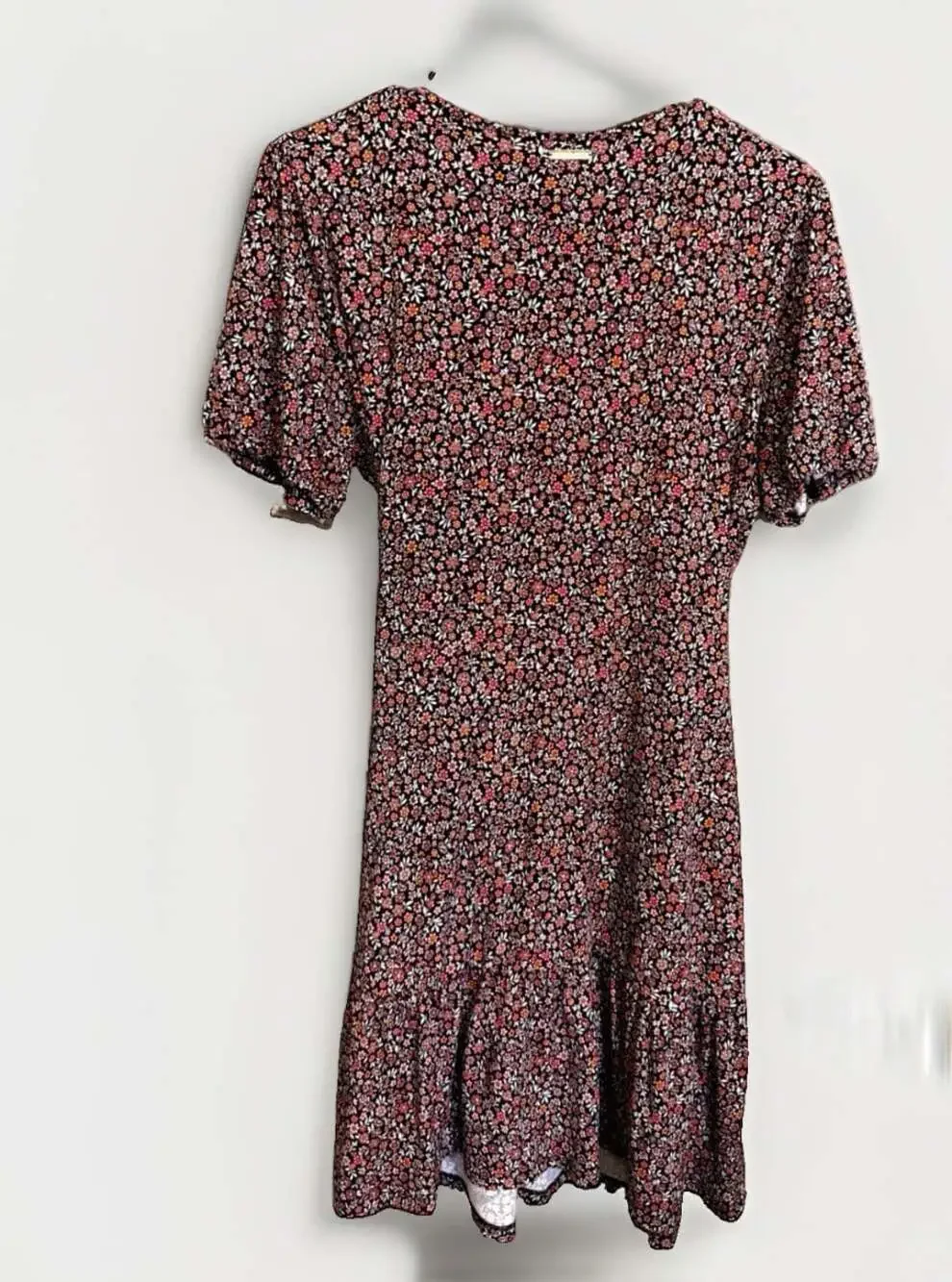 Michael Kors Floral Short-Sleeve V-Neck Faux Style Mini Dress L Pit2Pit32”/ 36”L
